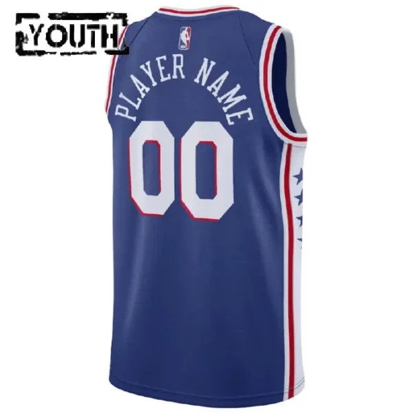 Camiseta Philadelphia 76ers Personalizada Icon Edition Azul Swingman para Niño
