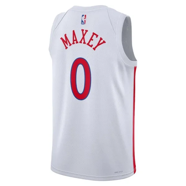 Camiseta Philadelphia 76ers Tyrese Maxey 0 City Edition 2022-23 Blanco Swingman para Hombre