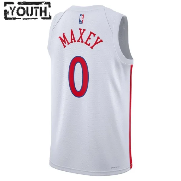 Camiseta Philadelphia 76ers Tyrese Maxey 0 City Edition 2022-23 Blanco Swingman para Niño