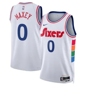 Camiseta Philadelphia 76ers Tyrese Maxey City Edition 2024-25 Blanco Swingman para Hombre