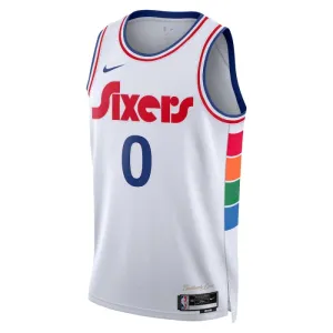 Camiseta Philadelphia 76ers Tyrese Maxey City Edition 2024-25 Blanco Swingman para Hombre