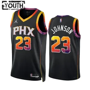 Camiseta Phoenix Suns Cameron Johnson 23 Statement Edition Negro Swingman para Niño