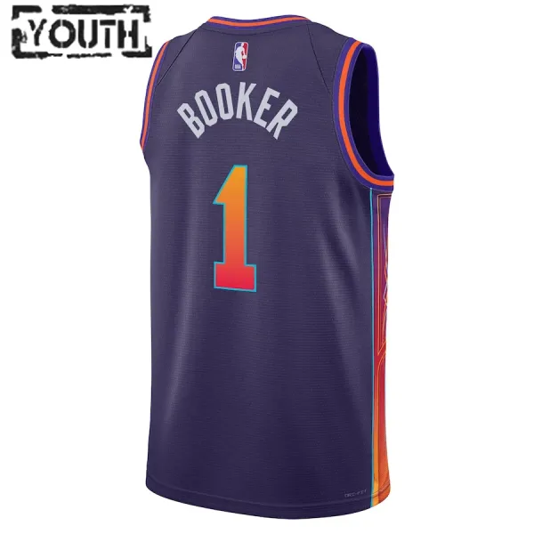 Camiseta Phoenix Suns Devin Booker City Edition 2023-24 Púrpura Swingman para Niño