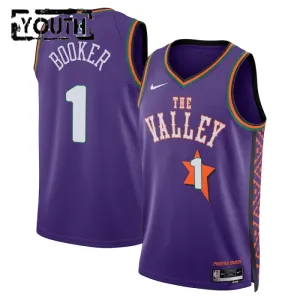 Camiseta Phoenix Suns Devin Booker City Edition 2024-25 Púrpura Swingman para Niño
