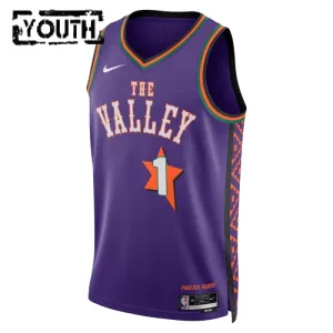 Camiseta Phoenix Suns Devin Booker City Edition 2024-25 Púrpura Swingman para Niño