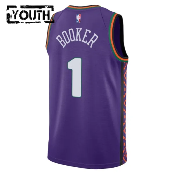 Camiseta Phoenix Suns Devin Booker City Edition 2024-25 Púrpura Swingman para Niño