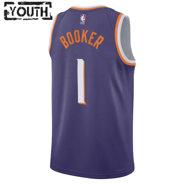 Camiseta Phoenix Suns Devin Booker Icon Edition 2023-24 Púrpura Swingman para Niño