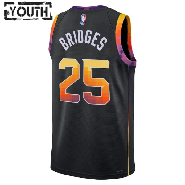 Camiseta Phoenix Suns Mikal Bridges 25 Statement Edition Negro Swingman para Niño