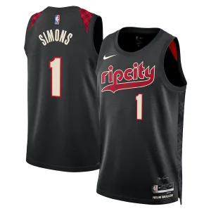 Camiseta Portland Trail Blazers Anfernee Simons City Edition 2023-24 Negro Swingman para Hombre
