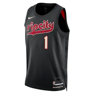 Camiseta Portland Trail Blazers Anfernee Simons City Edition 2023-24 Negro Swingman para Hombre