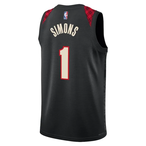 Camiseta Portland Trail Blazers Anfernee Simons City Edition 2023-24 Negro Swingman para Hombre