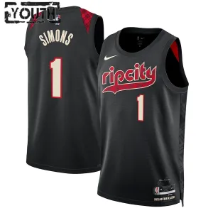 Camiseta Portland Trail Blazers Anfernee Simons City Edition 2023-24 Negro Swingman para Niño