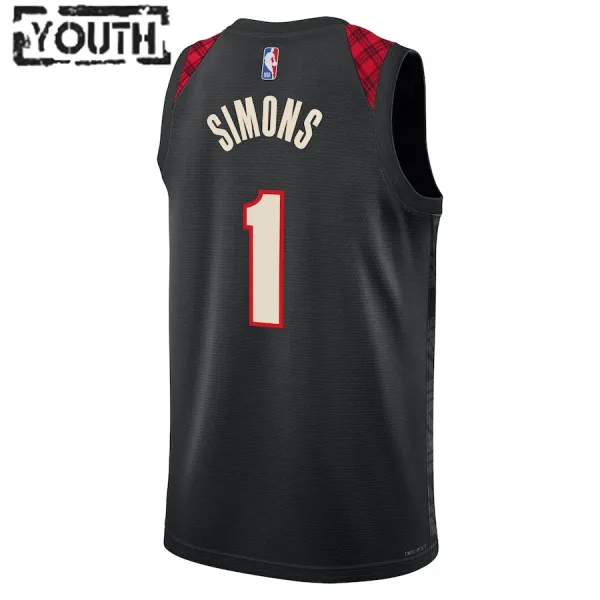 Camiseta Portland Trail Blazers Anfernee Simons City Edition 2023-24 Negro Swingman para Niño