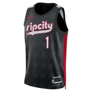 Camiseta Portland Trail Blazers Anfernee Simons City Edition 2024-25 Negro Swingman para Hombre