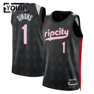 Camiseta Portland Trail Blazers Anfernee Simons City Edition 2024-25 Negro Swingman para Niño