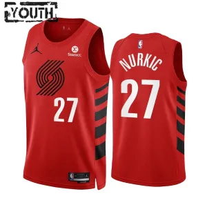 Camiseta Portland Trail Blazers Jusuf Nurkic 27 Statement Edition Rojo Swingman para Niño