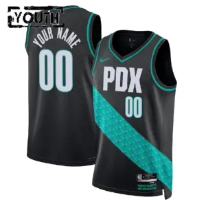 Camiseta Portland Trail Blazers Personalizada City Edition 2022-23 Negro Swingman para Niño