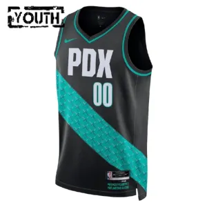 Camiseta Portland Trail Blazers Personalizada City Edition 2022-23 Negro Swingman para Niño