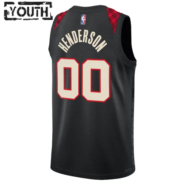 Camiseta Portland Trail Blazers Scoot Henderson City Edition 2023-24 Negro Swingman para Niño
