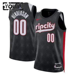 Camiseta Portland Trail Blazers Scoot Henderson City Edition 2024-25 Negro Swingman para Niño