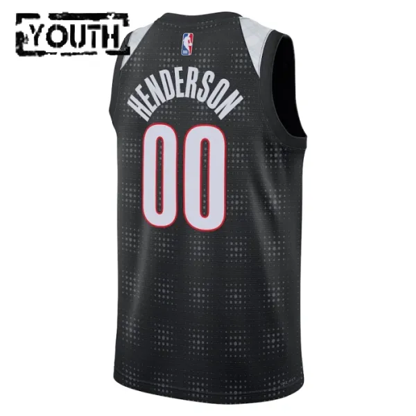 Camiseta Portland Trail Blazers Scoot Henderson City Edition 2024-25 Negro Swingman para Niño