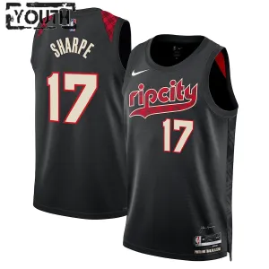 Camiseta Portland Trail Blazers Shaedon Sharpe City Edition 2023-24 Negro Swingman para Niño