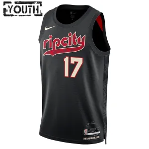 Camiseta Portland Trail Blazers Shaedon Sharpe City Edition 2023-24 Negro Swingman para Niño