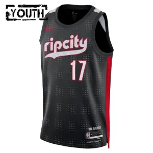 Camiseta Portland Trail Blazers Shaedon Sharpe City Edition 2024-25 Negro Swingman para Niño