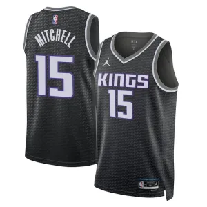 Camiseta Sacramento Kings Davion Mitchell 15 Statement Edition Negro Swingman para Hombre