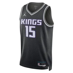 Camiseta Sacramento Kings Davion Mitchell 15 Statement Edition Negro Swingman para Hombre