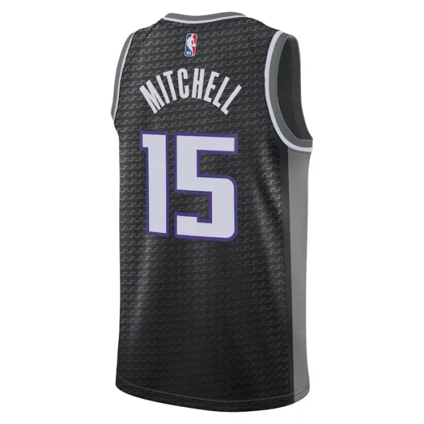 Camiseta Sacramento Kings Davion Mitchell 15 Statement Edition Negro Swingman para Hombre