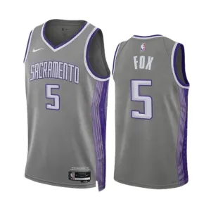 Camiseta Sacramento Kings De Aaron Fox 5 City Edition 2022-23 Gris Swingman para Hombre