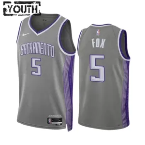 Camiseta Sacramento Kings De Aaron Fox 5 City Edition 2022-23 Gris Swingman para Niño