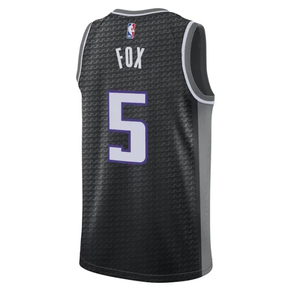 Camiseta Sacramento Kings De Aaron Fox 5 Statement Edition Negro Swingman para Hombre