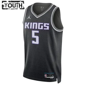 Camiseta Sacramento Kings De Aaron Fox 5 Statement Edition Negro Swingman para Niño