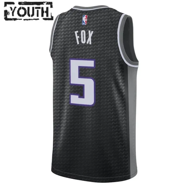 Camiseta Sacramento Kings De Aaron Fox 5 Statement Edition Negro Swingman para Niño
