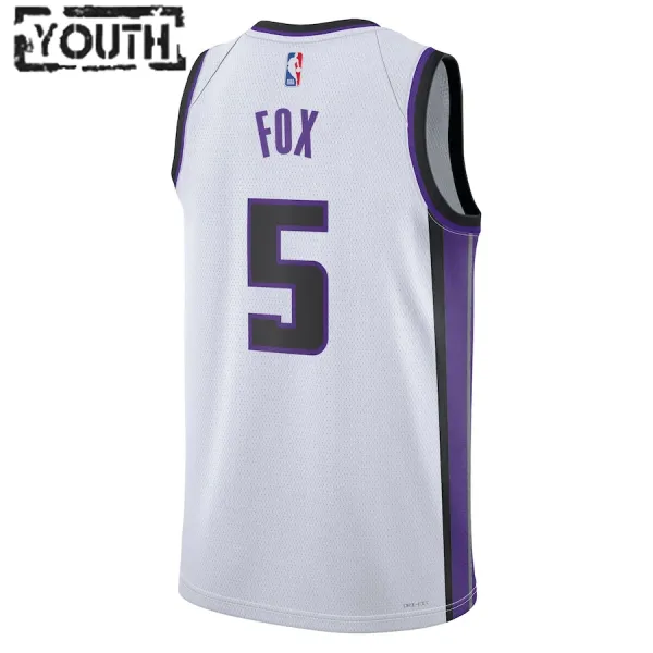 Camiseta Sacramento Kings De Aaron Fox Association Edition 2023-24 Blanco Swingman para Niño