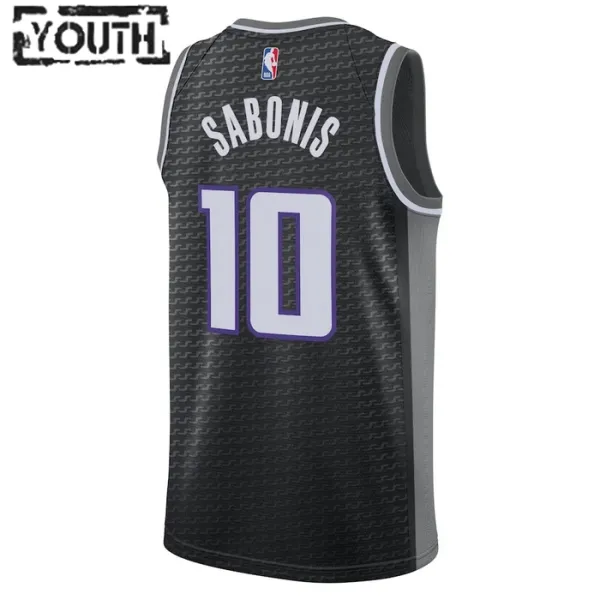 Camiseta Sacramento Kings Domantas Sabonis 10 Statement Edition Negro Swingman para Niño
