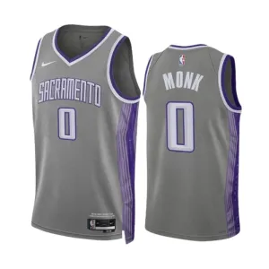 Camiseta Sacramento Kings Malik Monk 0 City Edition 2022-23 Gris Swingman para Hombre