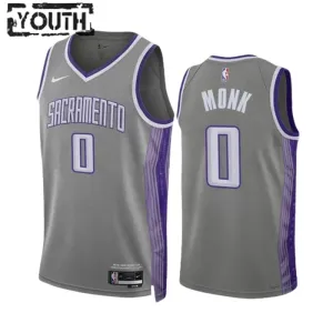 Camiseta Sacramento Kings Malik Monk 0 City Edition 2022-23 Gris Swingman para Niño