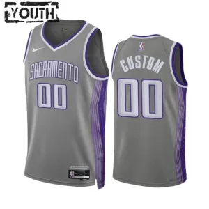 Camiseta Sacramento Kings Personalizada City Edition 2022-23 Gris Swingman para Niño