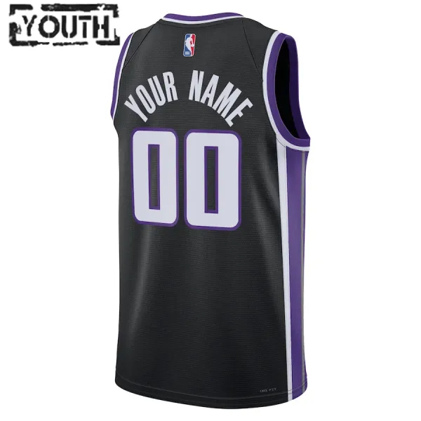 Camiseta Sacramento Kings Personalizada Icon Edition 2023-24 Negro Swingman para Niño
