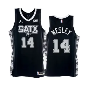 Camiseta San Antonio Spurs Blake Wesley 14 Statement Edition Negro Swingman para Hombre