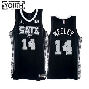 Camiseta San Antonio Spurs Blake Wesley 14 Statement Edition Negro Swingman para Niño