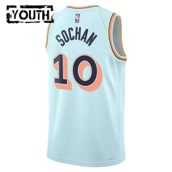 Camiseta San Antonio Spurs Jeremy Sochan City Edition 2024-25 Azul Swingman para Niño