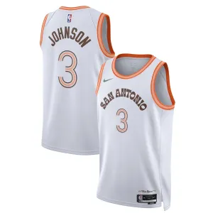Camiseta San Antonio Spurs Keldon Johnson City Edition 2023-24 Blanco Swingman para Hombre
