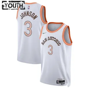 Camiseta San Antonio Spurs Keldon Johnson City Edition 2023-24 Blanco Swingman para Niño