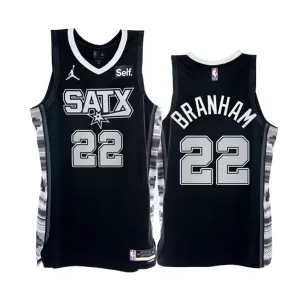 Camiseta San Antonio Spurs Malaki Branham 22 Statement Edition Negro Swingman para Hombre