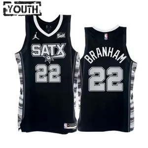 Camiseta San Antonio Spurs Malaki Branham 22 Statement Edition Negro Swingman para Niño
