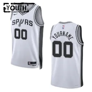 Camiseta San Antonio Spurs Personalizada Association Edition Blanco Swingman para Niño